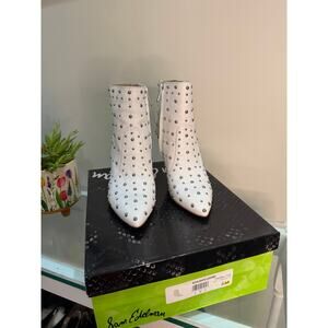 Sam Edelman Roya Studded White Leather Booties – Size 8 ✨